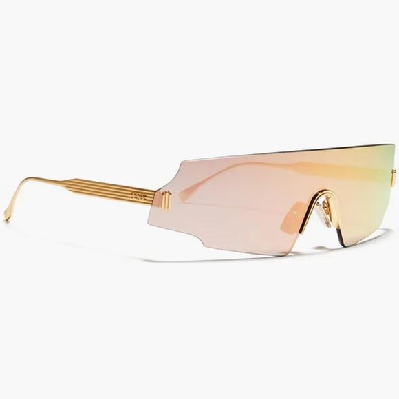 💯 - Original New FF 0440 FENDI Rectangle-frame gold-tone mirrored sunglasses - Picture 4 of 17